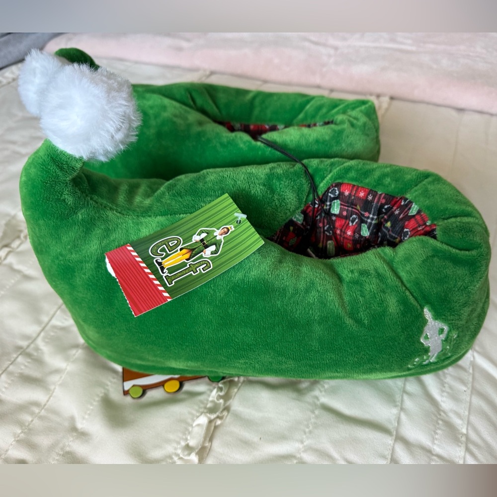 ELF Green and white Christmas Slippers Men and Women matching for couples!